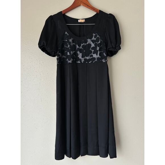Lucca Black Puff Sleeve Babydoll Dress Size Small - Picture 2 of 8